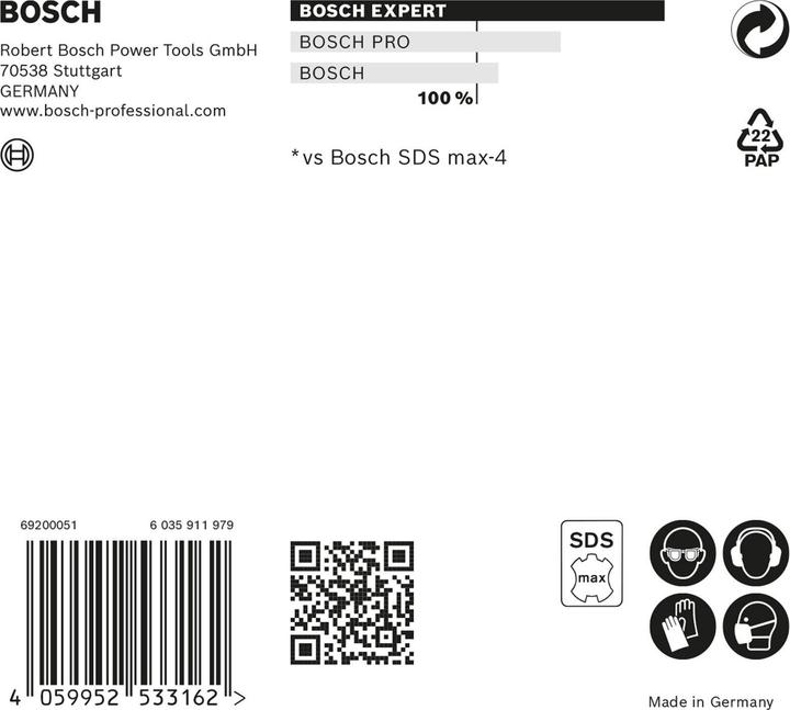 Produktbild Bosch Professional Zubehör EXPERT SDS max-8X Hammerbohrer, 25 x 600 x 720 mm (25 mm)