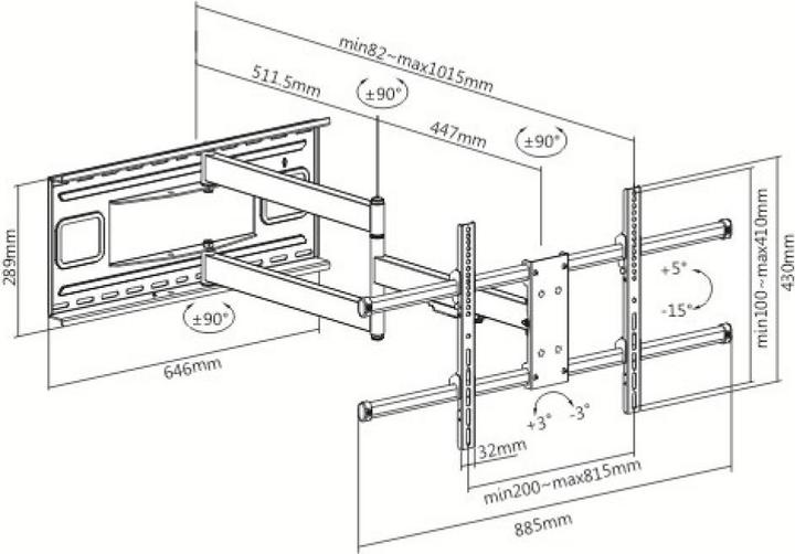 Produktbild Techly ICA-PLB 490 TV mount (80") Black (Wand, 80", 50 kg)