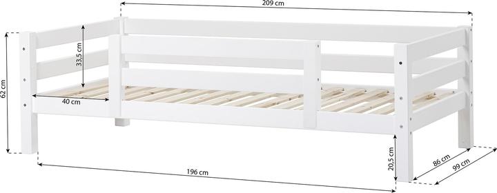 Produktbild Hoppekids ECO Luxury Junior Bett 90x200cm mit 1/2 Rausfallschutz, Flexibler Lattenrost, Weiss (90 x 200 cm)