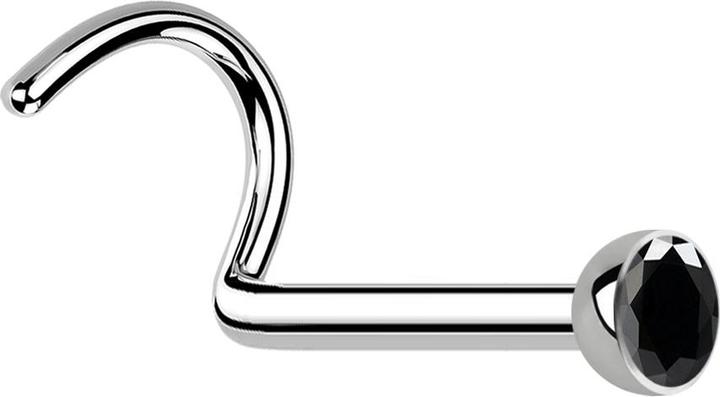 Immagine prodotto Star Piercing Perno nasale curvo in argento con cristallo nero (Acciaio chirurgico 316L, senza ottone)