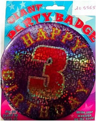 Immagine prodotto Generic Gigante Terzo Compleanno Spilla/Badge per Feste