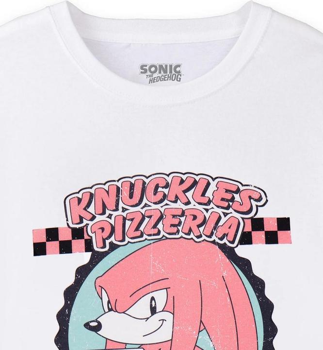 Actual product image Sonic The Hedgehog Mens Knuckles Pizzeria Short-Sleeved T-Shirt (M)