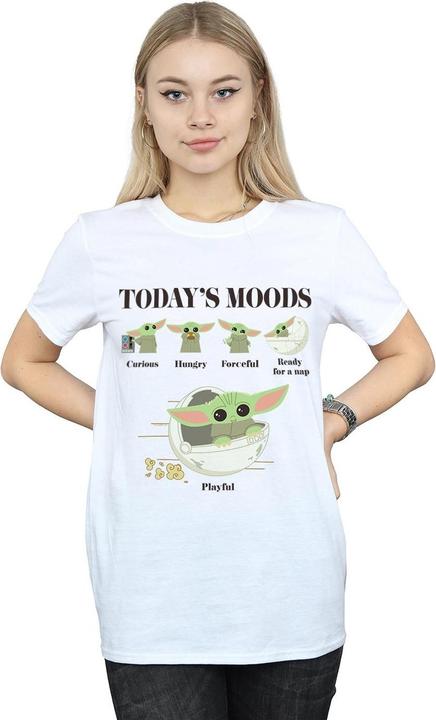Actual product image Star Wars Womens/Ladies The Mandalorian The Child Moods Cotton Boyfriend T-Shirt (S)