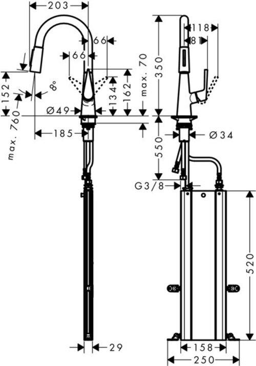 Produktbild hansgrohe HG Einhebel-Spültischmischer 160 TALIS S DN 15 m sBox Ausziehbrause ES-Op.