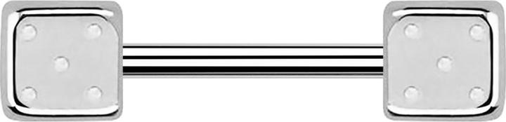 Star Piercing Barbell silber mit Würfel (Chirurgenstahl 316L)