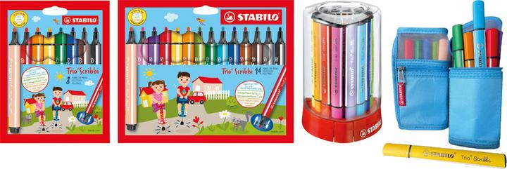 Actual product image STABILO Trio Scribbi Spring-loaded triangular felt-tip pen (Multicoloured, 8 x)