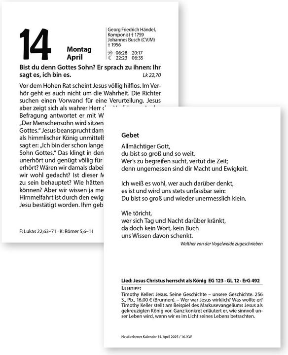 Produktbild Kalender 2025 - Abreisskalender mit Rückwand (Harter Einband, Deutsch)