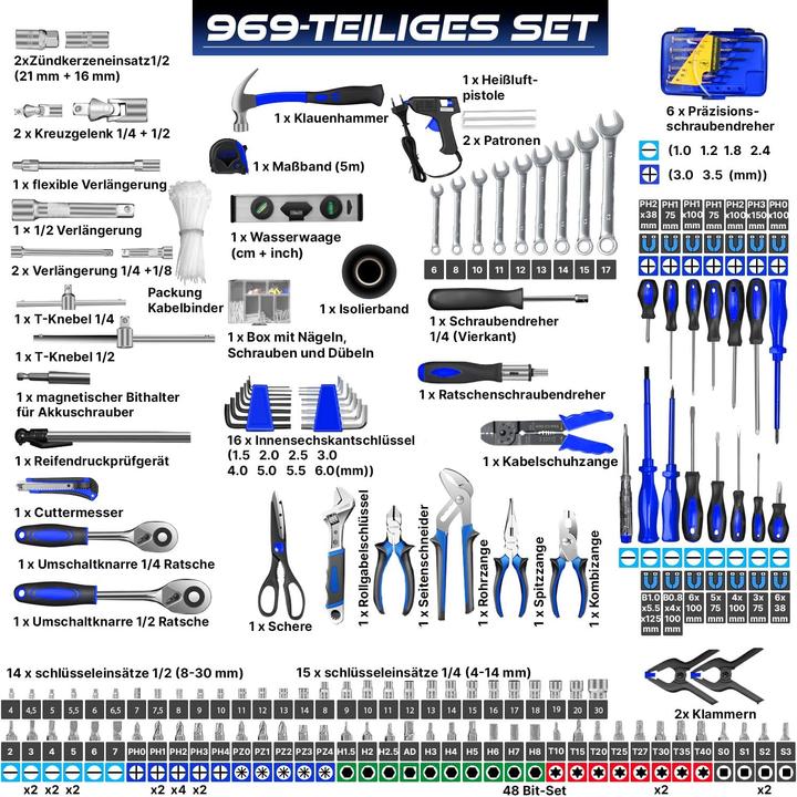 Produktbild Masko Werkzeugkoffer mit Rollen (969 Teile)