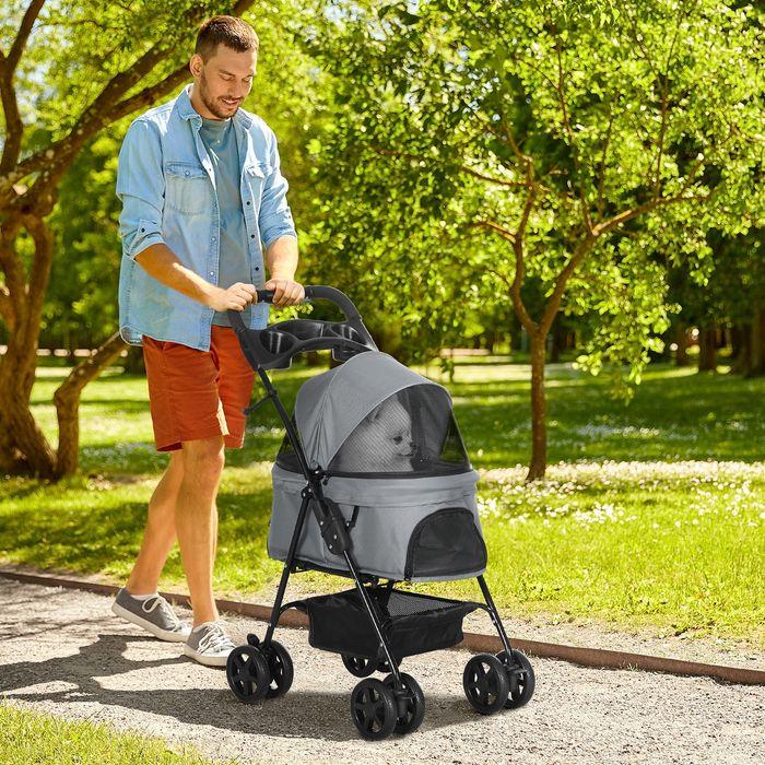 Produktbild Swisshandel24 Hundewagen Hundebuggy mit Klappfunktion Oxford Grau 67 x 45 x 96 cm (Hund, Faltbar)