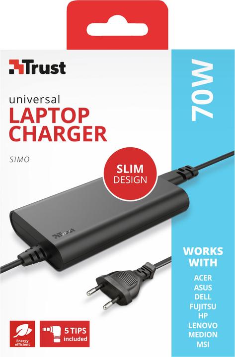 Produktbild Trust Simo Slim Laptop Charger 70w (70 W)