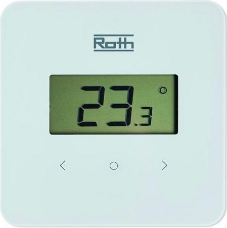 Roth Softline Standard hvid rumtermostatTrådløs. Med stort display. Temperaturenindstilles nemt med