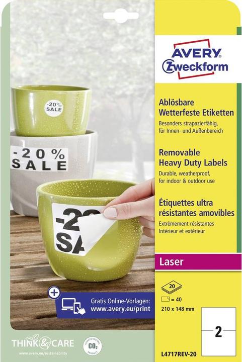 Produktbild Avery Wetterfeste Etiketten, ablösbar