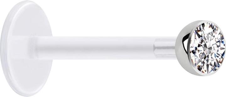Actual product image Star Piercing Micro Labret transparent with ball and crystal silver (Bioflex, Surgical steel 316L, without brass)