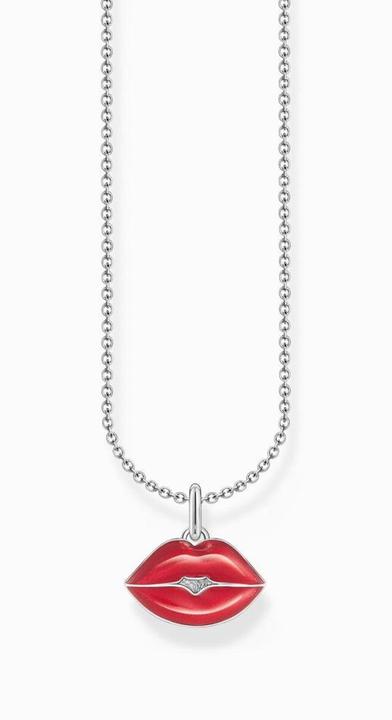 Actual product image Thomas Sabo Necklace with red kissing mouth pendant silver (925 silver, Enamel, 38 - 45 cm)