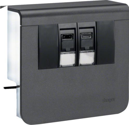 Hager SL200559079011 - Uscita - RJ-45 X 2 - RAL 9011 (13 cm)