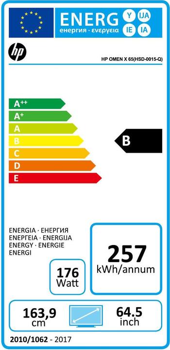 Energie-Label HP Omen X Emperium 65 (3840 x 2160 Pixel, 64.50")
