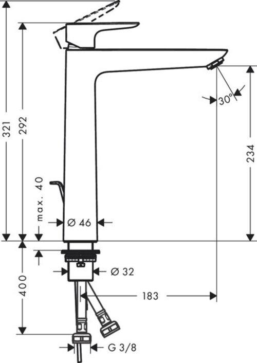 Immagine prodotto hansgrohe HG EH-WT-MI TALIS E 240 con scarico G 1 1/4inch bianco opaco