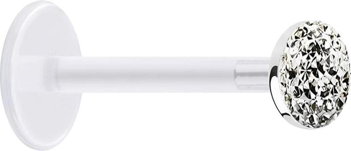 Star Piercing Micro Labret transparent mit Kristallscheibe silber Epoxy Schutzschicht (Bioflex, ohne Messing, 925 Sterlingsilber)