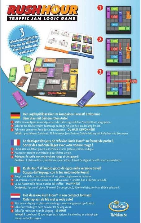 Image du produit Thinkfun Rush Hour Pocket Game Jeu de réflexion (Français, Allemand, Italien)