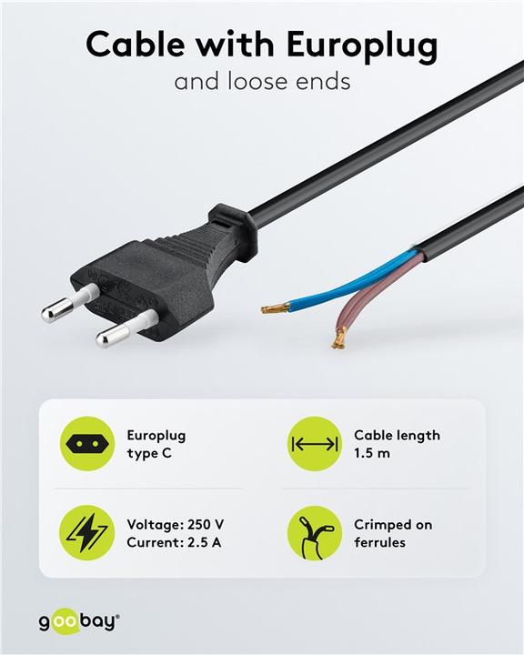 Produktbild Goobay Euro Kabel zum Konfektionieren (1.50 m)