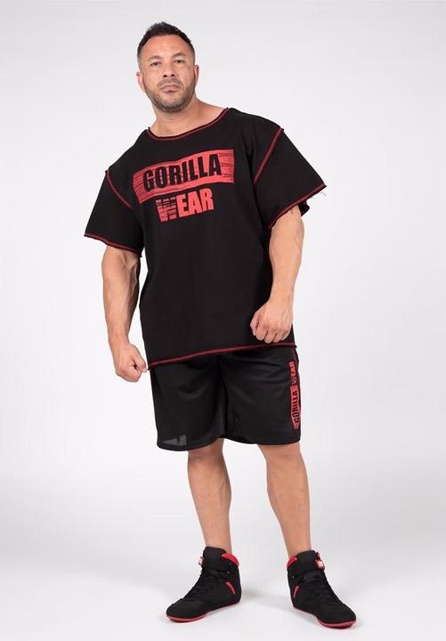 Actual product image Gorilla Wear Wallace Mesh Shorts Schwarz/Rot (S/M)