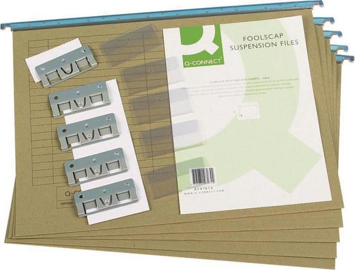 Q-Connect Dossiers suspendus vert olive par lot de 5 (A4, 1 x)