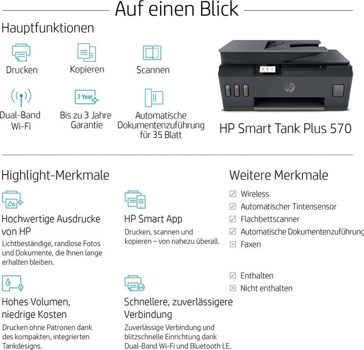 Immagine prodotto HP Smart Tank Plus 570 (Eco-Tank, Colore)