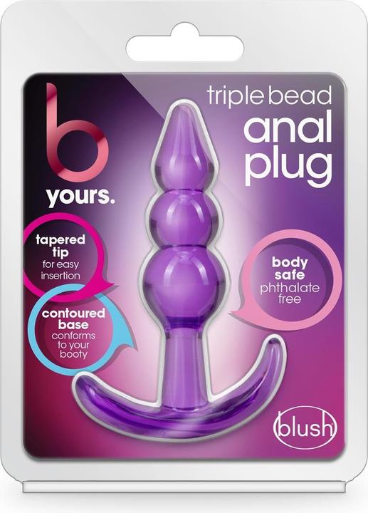 Actual product image Blush B Yours Triple Beaded See Through Soft Flexible Easy Insertion Comfortable Butt Plug - 3 1/4 I