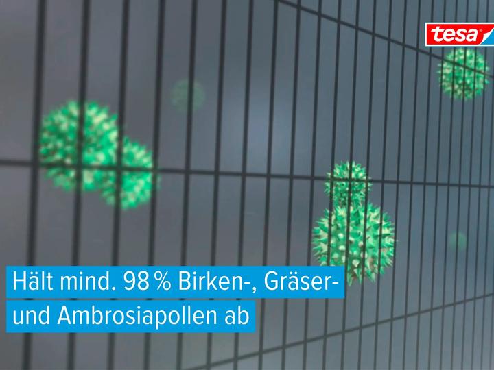 Produktbild tesa Pollenschutzgitter, für Allergiker, zuschneibar inkl. selbstklebendem Klettband (120 x 240 cm)