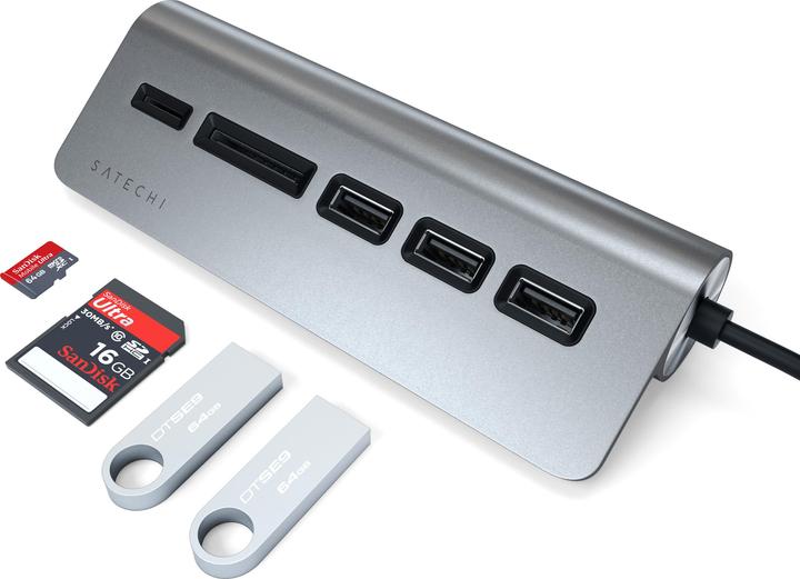 Immagine prodotto Satechi Mozzo in alluminio USB-C (USB-C, 5 Porti)