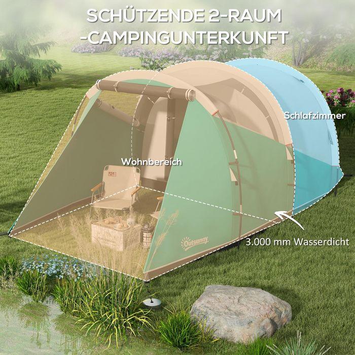 Produktbild Swisshandel24 Tunnelzelt Campingzelt 5 Personen Familienzelt 2 Räume Tragetasche 3000mm Gruppenzelt Grün (Tunnelzelt, 5 Personen)