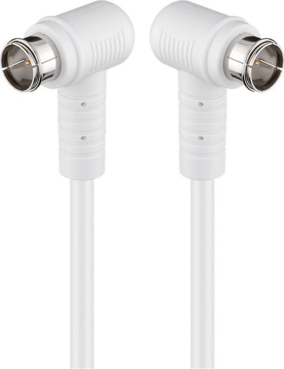 Actual product image Goobay SAT angle connection cable, F-Quick, 100% shielded, White, 5 m (85 dB, Antenna cable)
