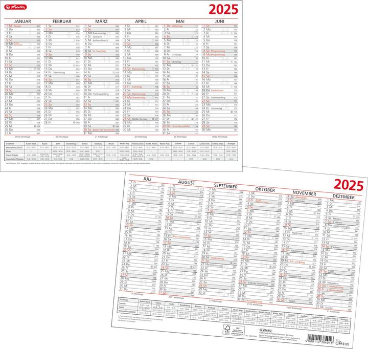 Produktbild Herlitz Tafelkalender A4 FSC Mix inkl. Schulferien rot/schw (A4, Deutsch)