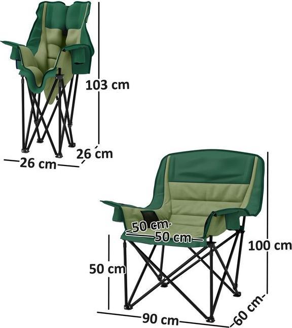 Actual product image Swisshandel24 Campingstuhl faltbarer Gartenstuhl mit Seitentasche, Becherhalter, Grün