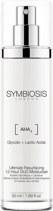 Symbiosis Acido glicolico + acido lattico) Ultimate Moisturiser 12 Hours Day & Night (50 ml, Crema 24h)