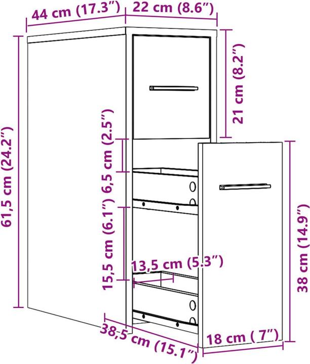 Produktbild VidaXL Badschrank Schmal mit Rollen