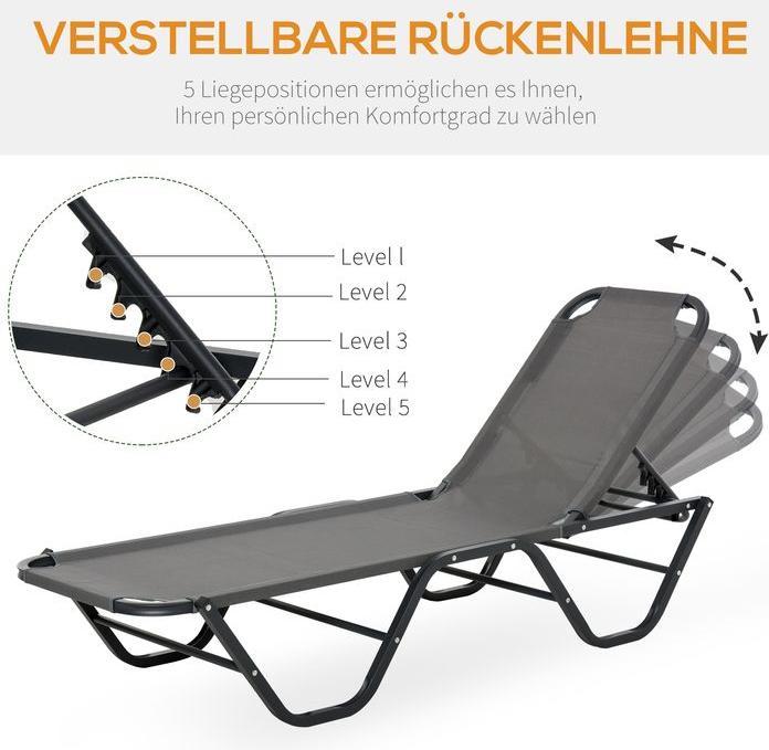 Immagine prodotto Swisshandel24 Lettino prendisole Lettino da spiaggia Lettino da giardino in alluminio a 5 livelli Lettino relax (163 cm)