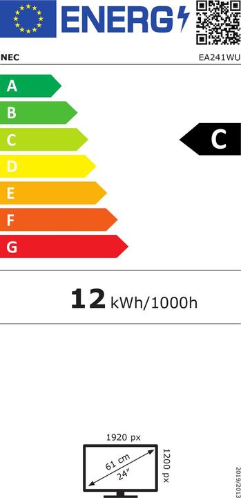 Label énergétique NEC EA241WU BK (1920 x 1200 pixels, 24")