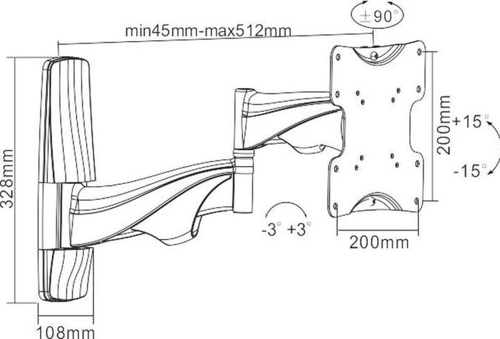 Actual product image Xantron TV wall mount swivel (Wall, 42", 30 kg)