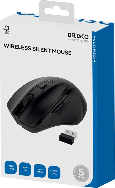 Actual product image Deltaco OFFICE wireless, ergonomic, 1x AA, black (Wireless)