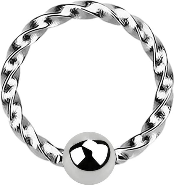 Produktbild Star Piercing Micro Ball Closure Ring geflochten silber (ohne Messing, Chirurgenstahl 316L)