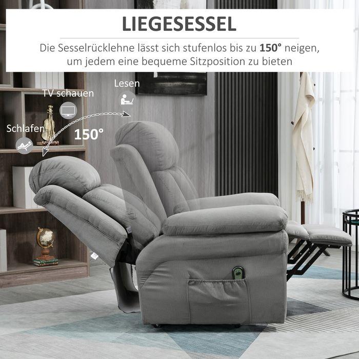 Immagine prodotto Swisshandel24 Poltrona con ausilio per l'alzata, poltrona reclinabile elettrica, con telecomando, poltrona TV, in