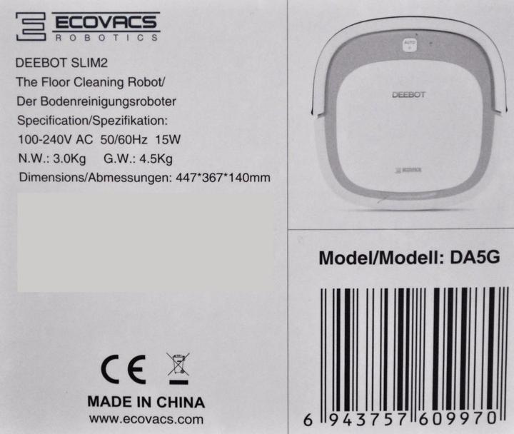 Actual product image Ecovacs Deebot SLIM 2 (Robot vacuum)