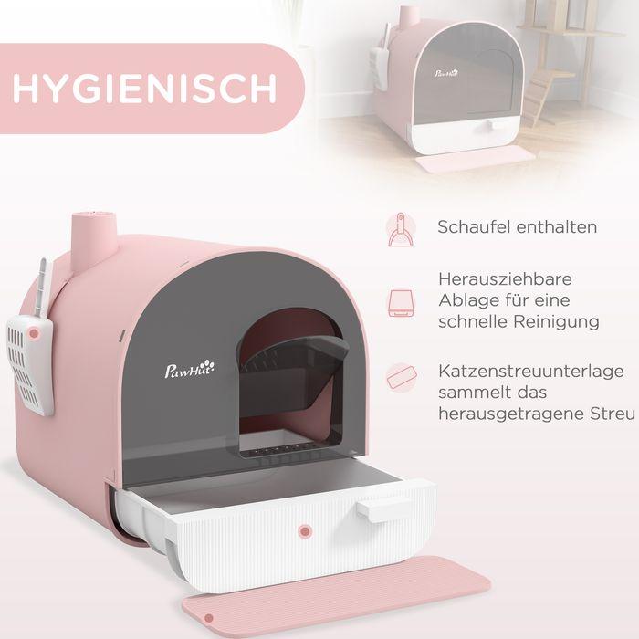Produktbild Swisshandel24 Katzentoilette mit Haube, für Katzen bis 5 kg, Rosa (Katzenklo geschlossen)