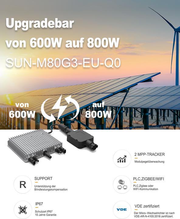 Produktbild Deye Mikrowechselrichter MI-800W + Kabelbündel
