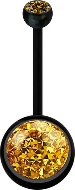Immagine prodotto Star Piercing Banane schwarz mit Kugel Kristall topaz und Kugel Kristall topaz Epoxy Schutzschicht (senza ottone, Bioflex)