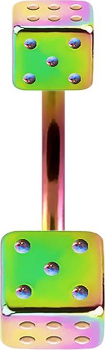 Actual product image Star Piercing Banana coloured with two cubes (Surgical steel 316L)