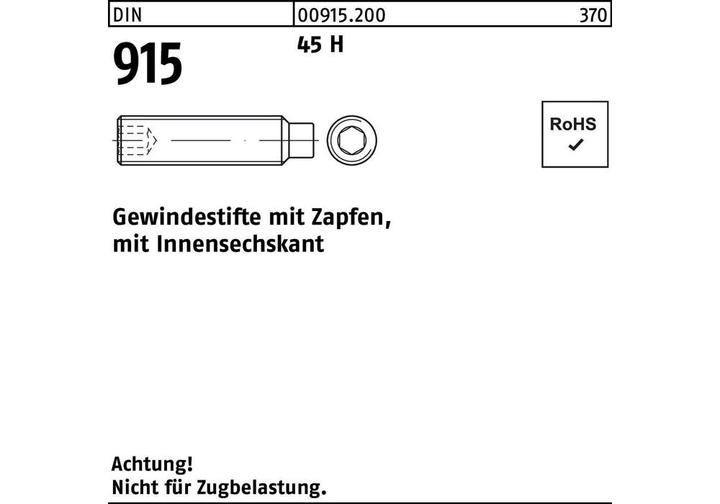 Image du produit Vis sans tête DIN 915 à embout/à six pans creux M 5 x 6 45 H (200 Vis par pièce)