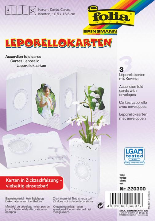 Produktbild Folia Leporellos Karten 300g/m2 (3 Stk.)