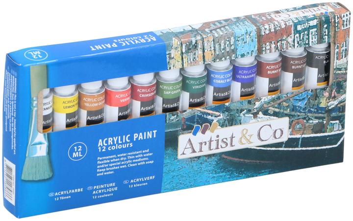Actual product image Artist&Co Acrylic paint, 12pcs. (Multicoloured, 144 ml)